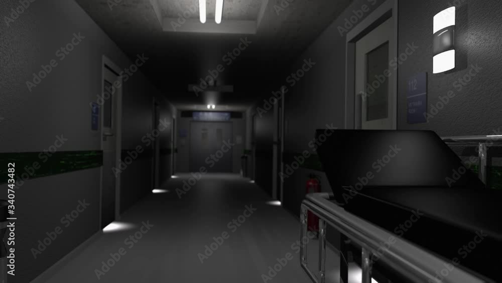 3D render, travelling down hospital corridor 3D render, travelling down hospital corridor