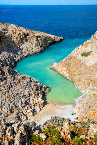 Seitan Limania Agiou Stefanou beach in Chania region on Crete, Greece