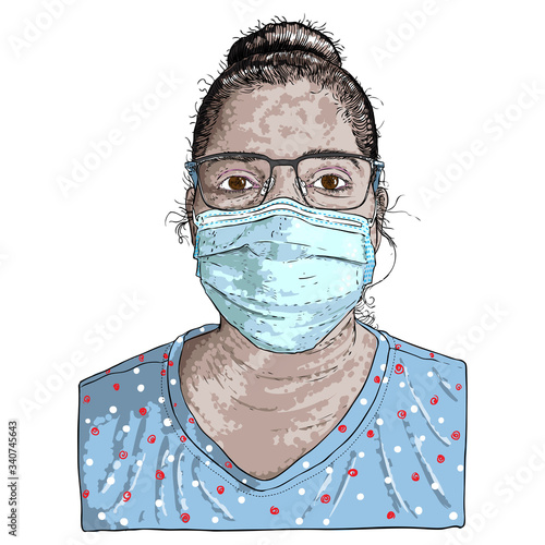 Portrait of the tired and exhausted nurse in the medical mask after hard working day in the hospital during COVID-19 coronavirus outbreak pandemic. Essential healthcare workers are heroes.