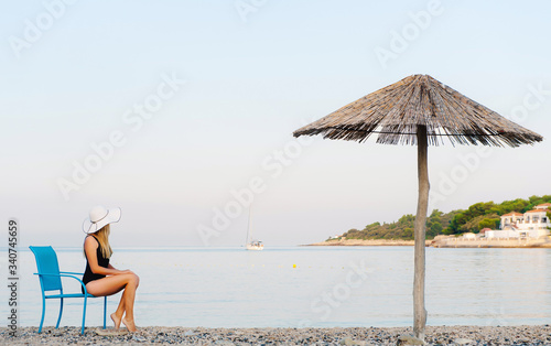 young woman relaxing on the beach