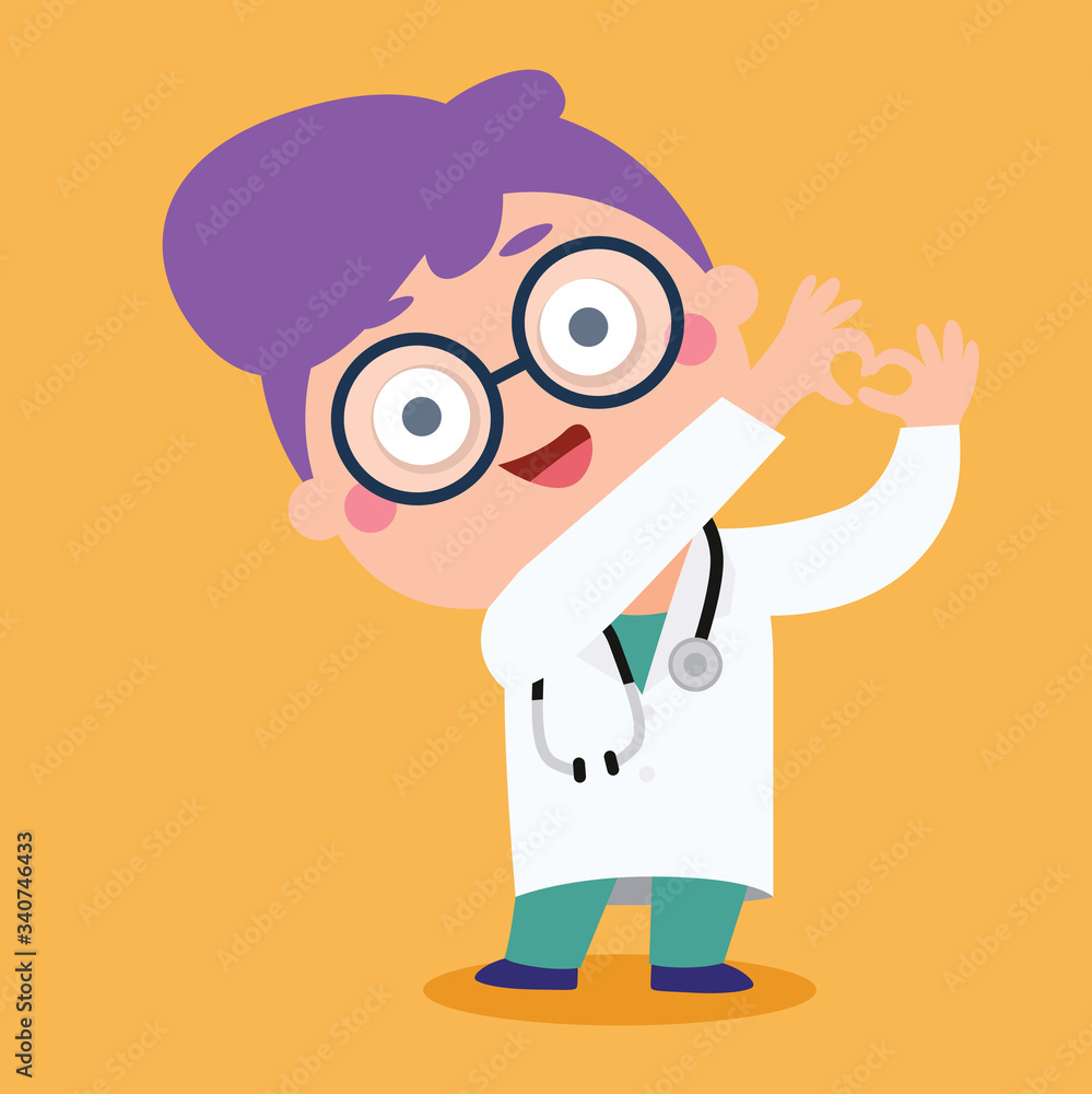 Happy doctor cartoon character