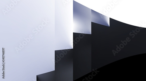 Stair abstract minimalistic Black and White background. Corporate symbol concept in semitone gradient silhouettes. Minimal contrast nuance of muted shade  geometric art. Vector illustration