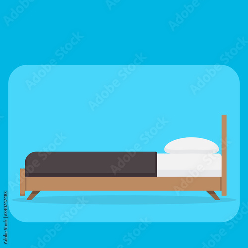 bed pillow and blanket side view. Flat duvet simple vector illustration