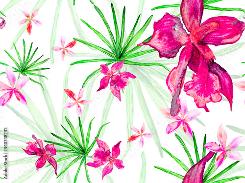 Orchid Seamless Pattern. © Vialeta