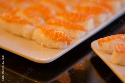 Homemade nigiri sushi
