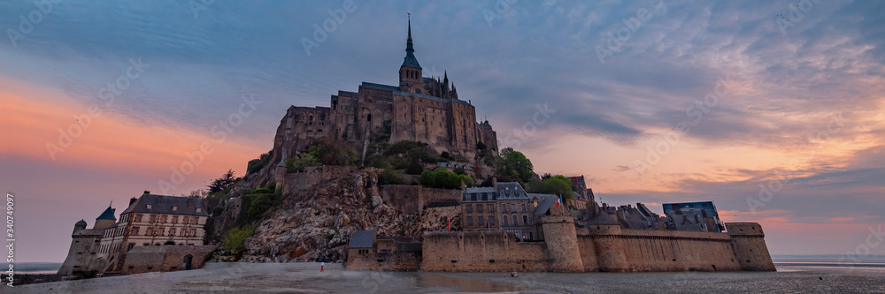 a panoramic morning view of the Mont Saint Michel from the deck