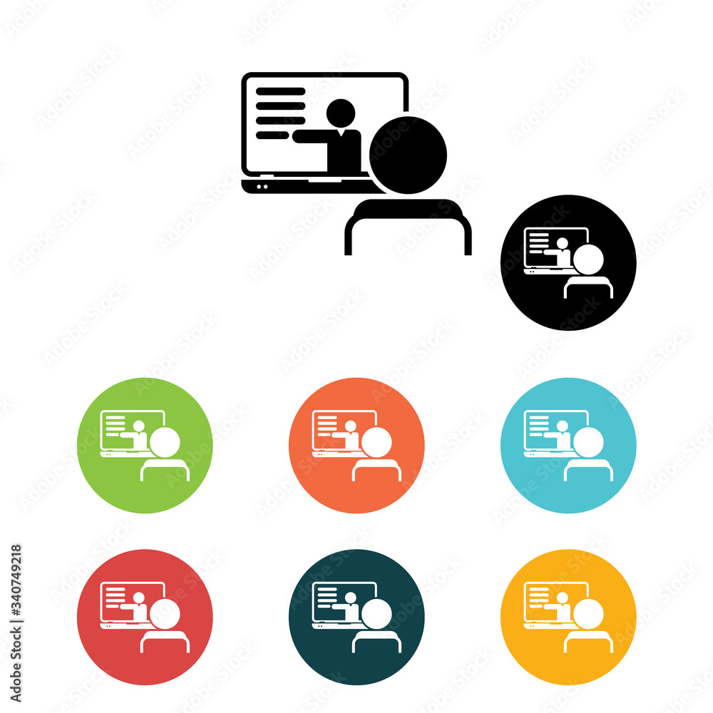 Webinar, E-learning flat style icon Webinar, E-learning flat style icon