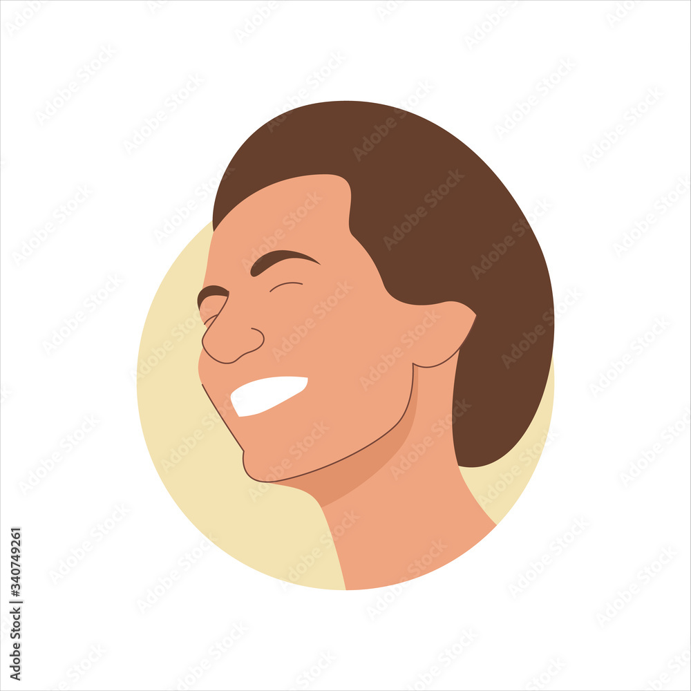 Vector illustration of a portrait of a happy laghing attractive young woman. It represents a concept of beauty, joy and happiness. Also can be used as an avatar, icon or badge Vector illustration of a portrait of a happy laghing attractive young woman. It represents a concept of beauty, joy and happiness. Also can be used as an avatar, icon or badge
