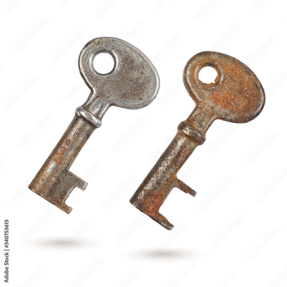Old rusty keys isolated on white background Old rusty keys isolated on white background