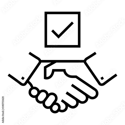 Handshake businessman agreement. Partnership sign. Business cooperation symbol. Perfect line icon for web and mobile design.