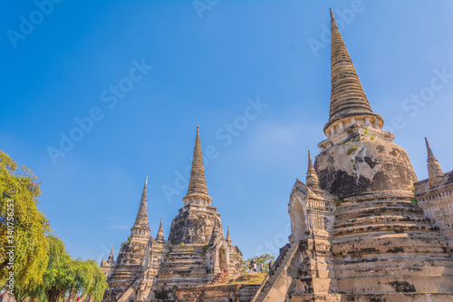 ruins of ayutthaya temple ancient city kingdom of siam with blue sky in southeast asia thailand bangkok beautiful culture and religion