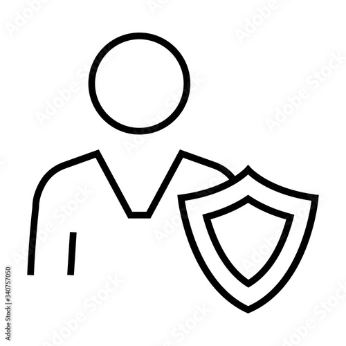 Compliance manager icon. Regulation officer sign. Line design.