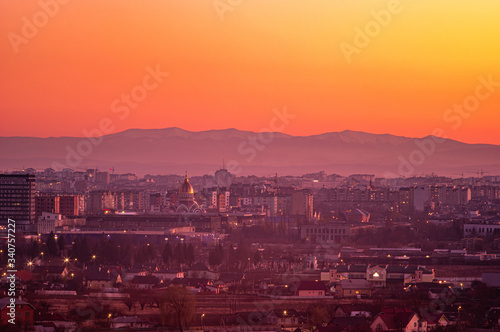 Sunset over the Ukrainian city