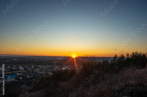 Sunset over the Ukrainian city