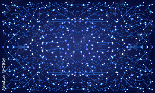 Abstract connections on blue background. Tech concept.