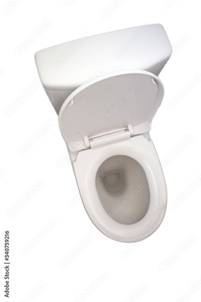 Toilet bowl shot from above isolated on white background Toilet bowl shot from above isolated on white background