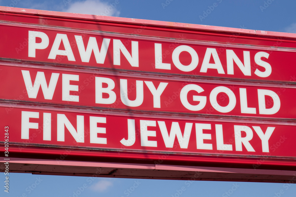 Pawn Shop and Loan Advance location. People in need of quick cash can sell or consign items for money.