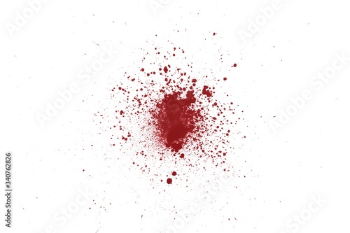 Realistic human red blood spatter  isolate on white background  abstract splatter red color background