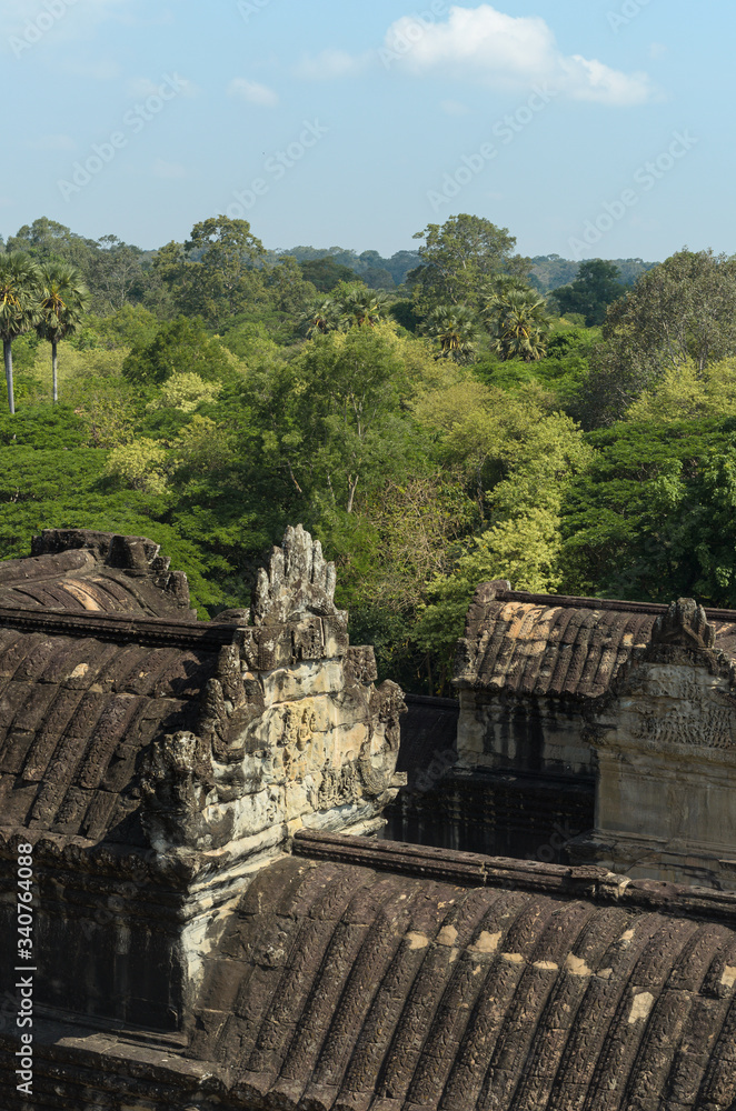 Angkor Wat roofs and forest, Siem Reap, Cambodia