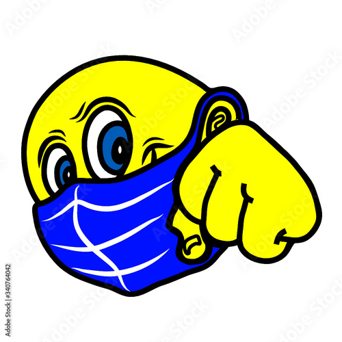 Smiley Face Blue Face Mask Punch