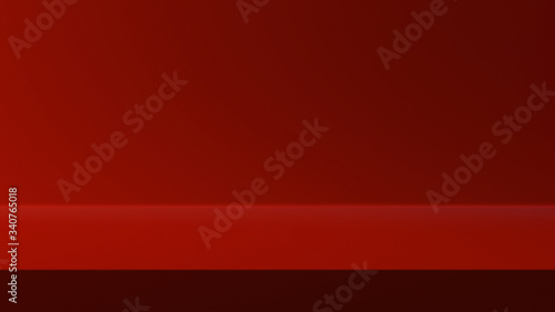 Red gradient color studio desk background realistic 3D rendering