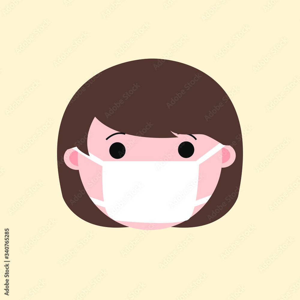 Cute Girl Emoticon Use Medical Mask Cute Girl Emoticon Use Medical Mask