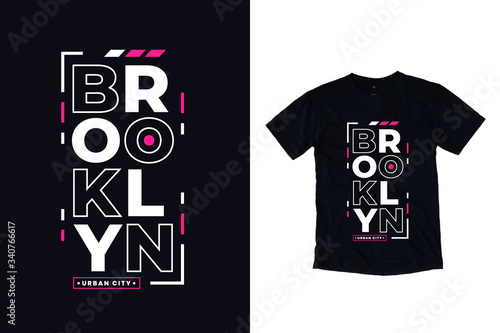 Brooklyn modern typography lettering black t shirt design