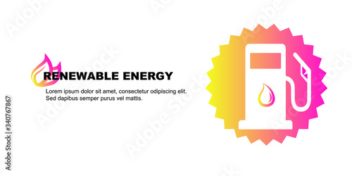 Gas pump vector icon labels.