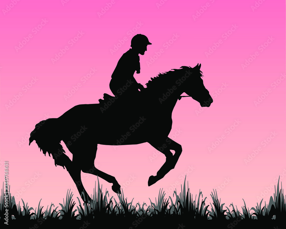rider on a horse galloping at a reduced gallop, black isolated silhouette on a white background
rider on a horse galloping at a reduced gallop, black isolated silhouette on a white background