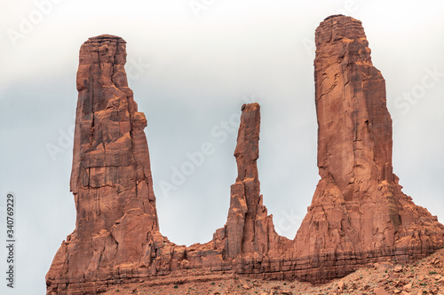 The Three Sisters rock formation, Monument Valley Navajo Tribal Park, USA