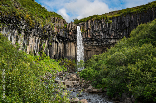 Hundafoss waterfall (on the way to Svartifoss waterfall) in Iceland