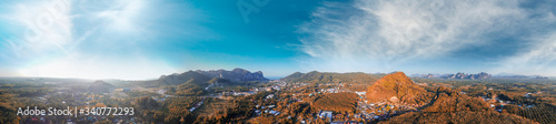 Panoramic aerial view of Ao Nang countryside on a beautiful morning
