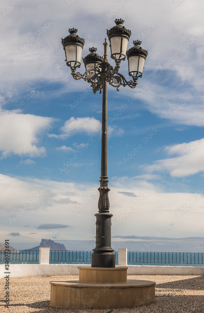 Streetlight in Mediterranean small town Streetlight in Mediterranean small town