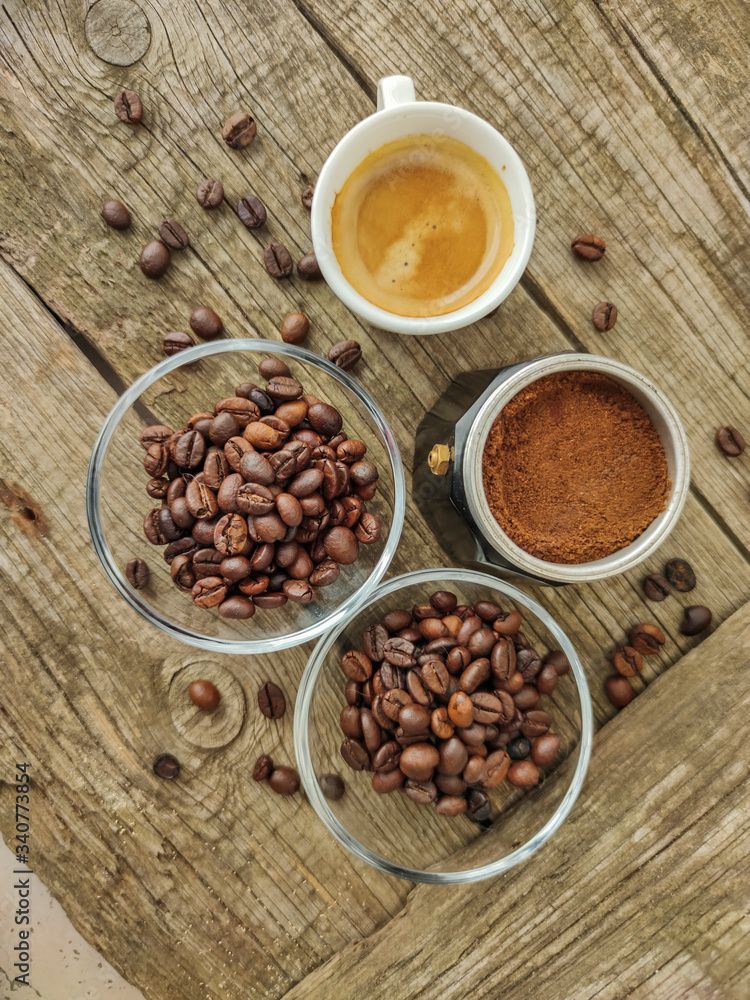 Cup and grain of coffee Cup and grain of coffee