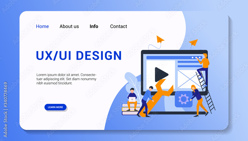 ux/ui design landing page template with group human business,flat ...