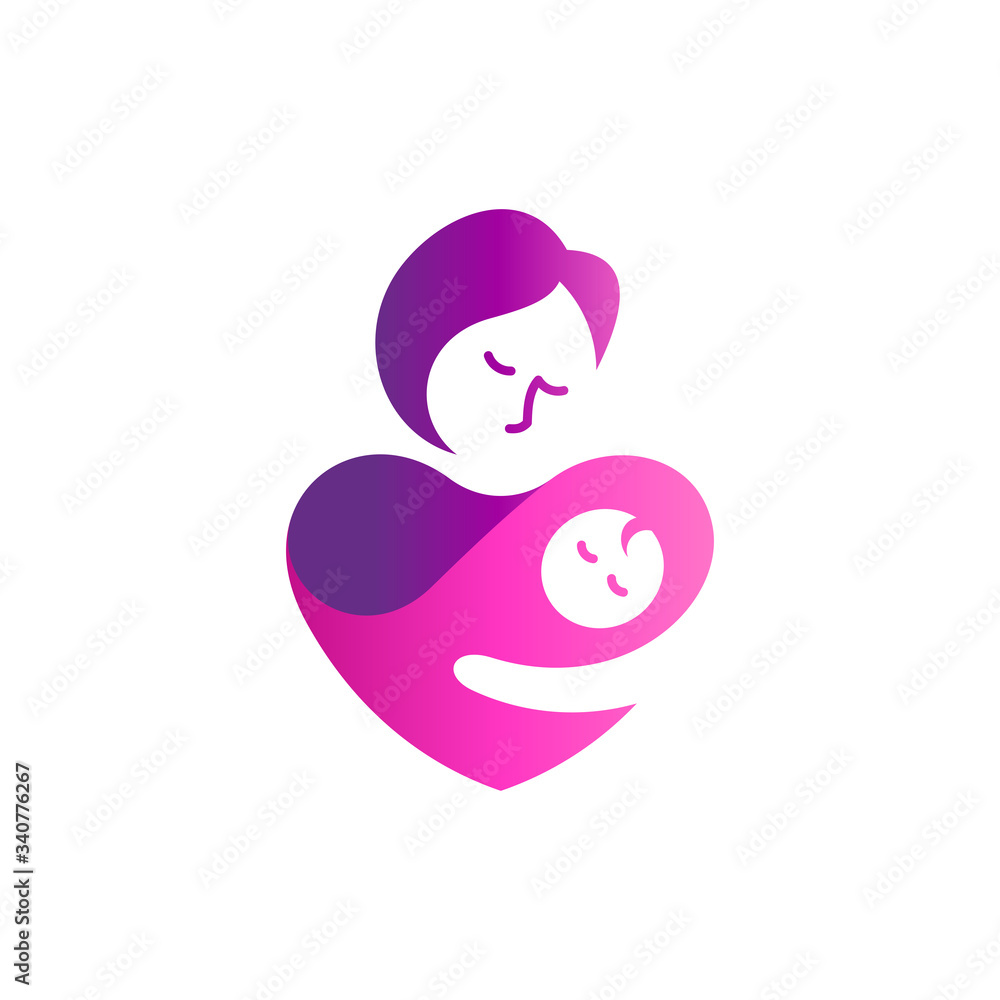 Mother and baby vector logo design Mother and baby vector logo design