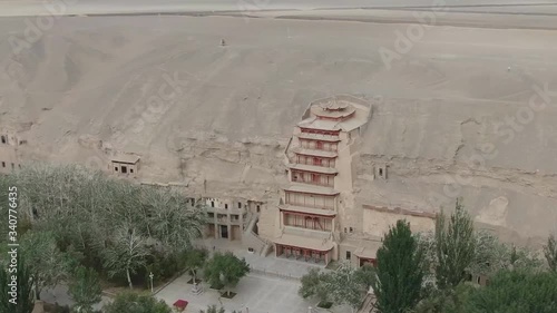 Dunhuang, China - Mogao caves UNESCO complex in Dunhuang, China (aerial photography) photo