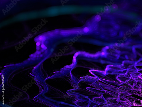 Abstract Illustration - Strings of Chaotic Plasma Energy, Colorful Fractal Multicolor Lightning, Energy Discharge, Scientific Plasma Study. Digital Flames, Artistic Design