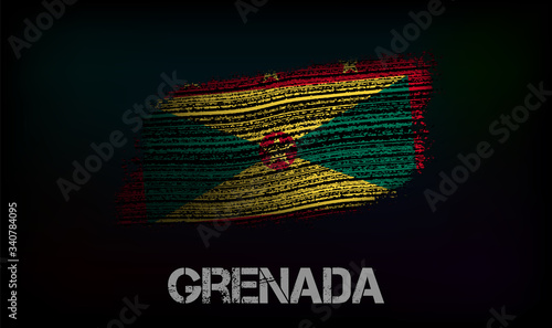 Flag of the Grenada. Vector illustration in grunge style with cracks and abrasions. Good image for print