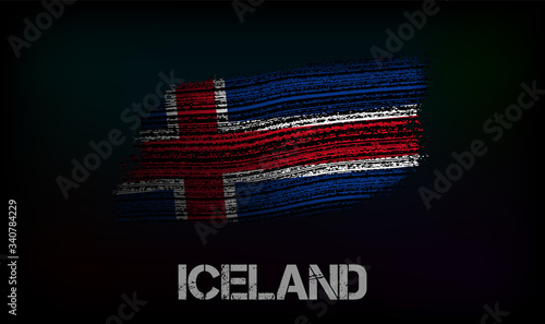 Flag of the Iceland. Vector illustration in grunge style with cracks and abrasions. Good image for print photo