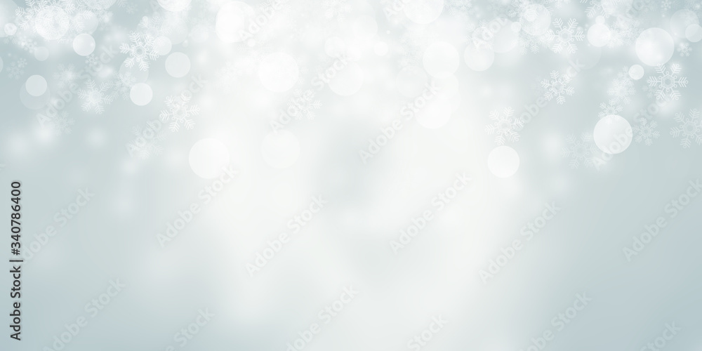 Obraz premium white snow blur abstract background. Bokeh Christmas blurred beautiful shiny Christmas lights