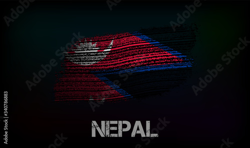 Flag of the Nepal. Vector illustration in grunge style with cracks and abrasions. Good image for print