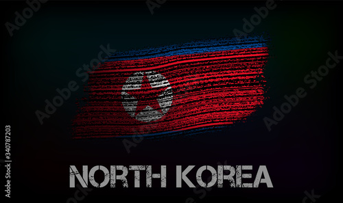 Flag of the North Korea. Vector illustration in grunge style with cracks and abrasions. Good image for print