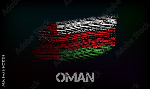 Flag of the Oman. Vector illustration in grunge style with cracks and abrasions. Good image for print