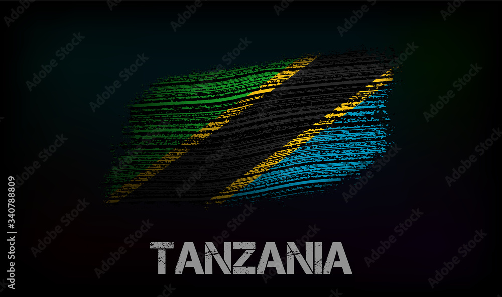 Flag of the Tanzania. Vector illustration in grunge style with cracks ...