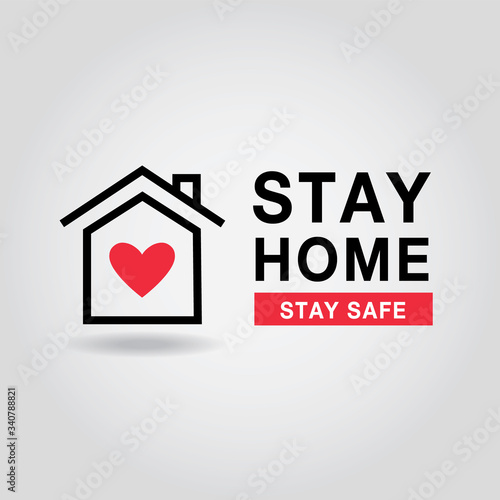 Stay at Home icon vector flat illustration. Coronavirus, COVID 19 Quarantine and protection logo.