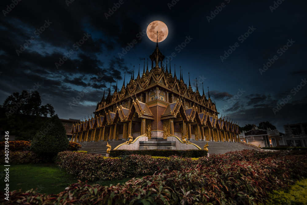 Full moon night, Tha Sung Temple, Uthai Thani Province, Thailand
