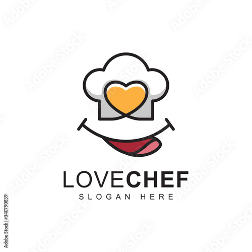 happy cooking chef modern logo design vector template