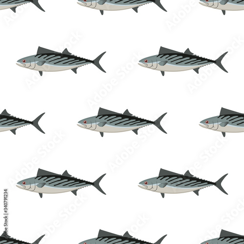 Bonito. Fish. Colored Vector Patterns. 