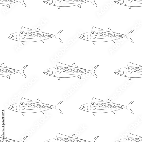 Bonito. Fish. Colored Vector Patterns. 